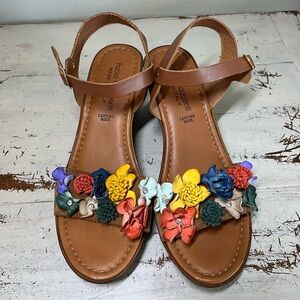 Fabio Maggenti Leather Wedge Sandals Flowers Made in Italy